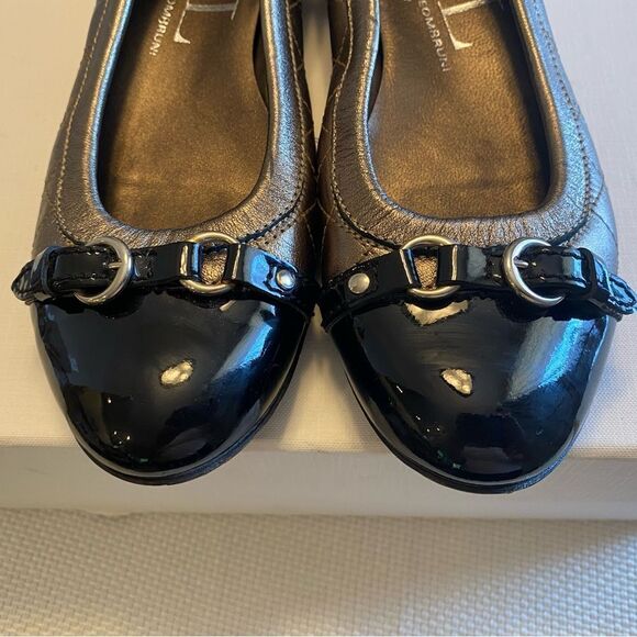 AGL cap to patent leather and quilted puter metallic flats size 6.5 Italy - Picture 2 of 8